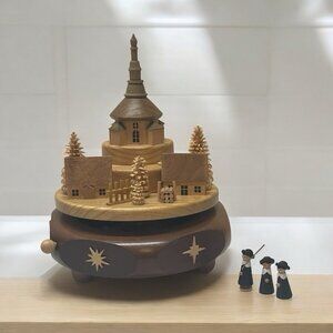 Music Box Seiffen Church Market FOR PARTS ONLY Made In Germany Christmas